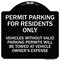 Signmission Permit Parking for Residents Vehicles w/o Valid Parking Permits Towe Alum, 18" x 18", BW-1818-23329 A-DES-BW-1818-23329 - alternate 1